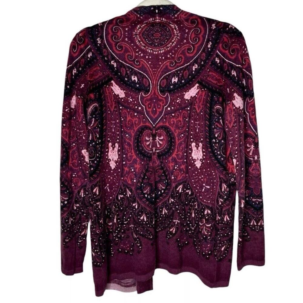 Talbots Sweater Womens Petite Medium MP Cardigan Paisley Wool Blend cottagecore